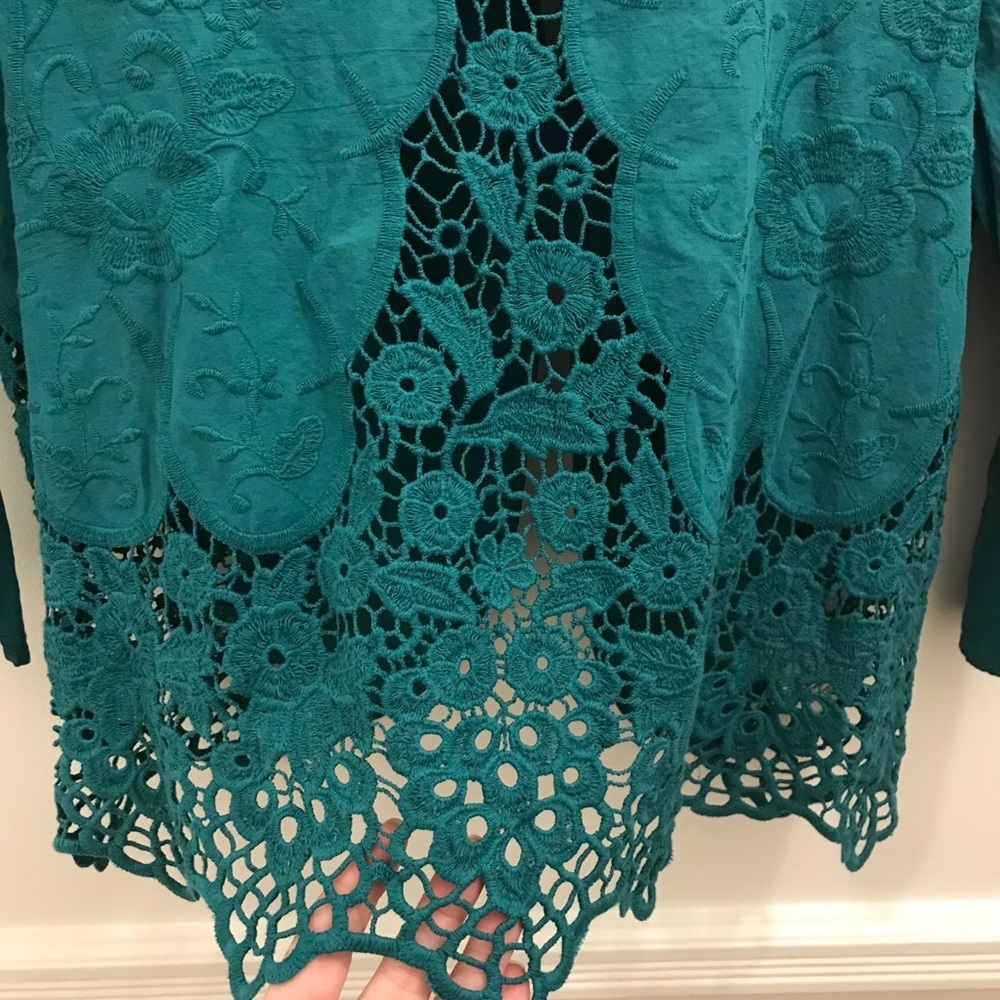 Kimchi Blue Teal Lace Blouse - Picture 4 of 12